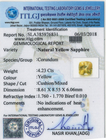 Yellow Sapphire - 4.23 Carat