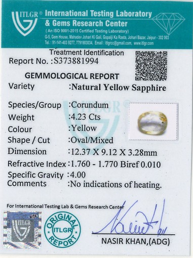 Yellow Sapphire - 4.23 Carat
