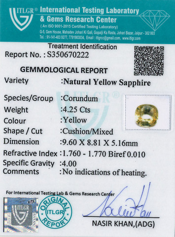 Yellow Sapphire - 4.25 Carat