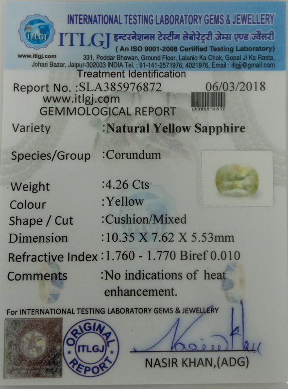 Yellow Sapphire - 4.26 Carat