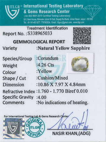 Yellow Sapphire - 4.26 Carat