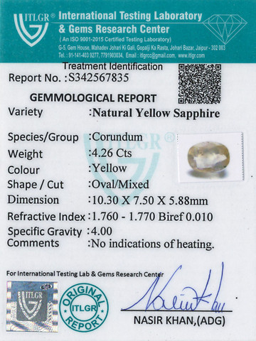 Yellow Sapphire - 4.26 Carat