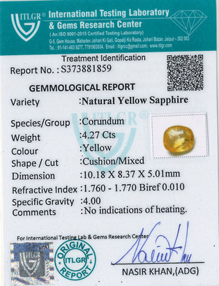 Yellow Sapphire - 4.27 Carat