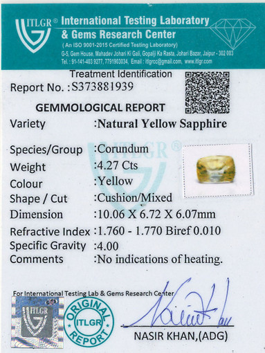 Yellow Sapphire - 4.27 Carat