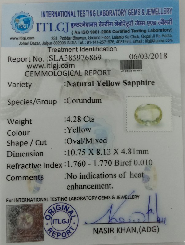 Yellow Sapphire - 4.28 Carat