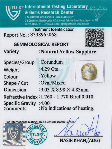Yellow Sapphire - 4.29 Carat