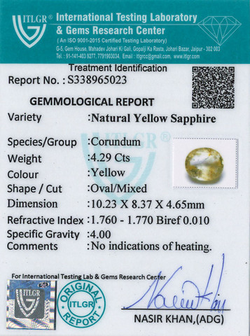 Yellow Sapphire - 4.29 Carat