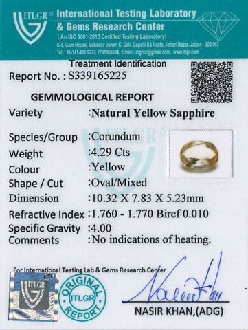 Yellow Sapphire - 4.29 Carat
