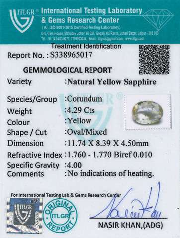 Yellow Sapphire - 4.29 Carat
