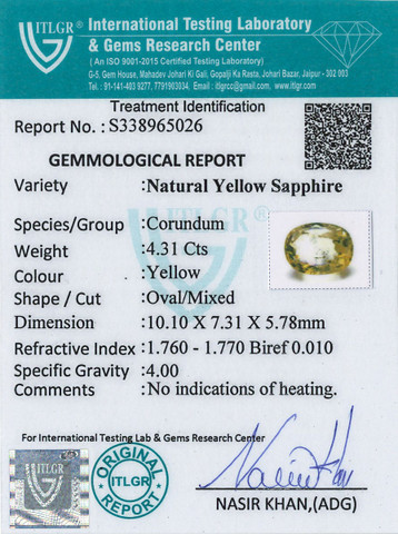 Yellow Sapphire - 4.31 Carat