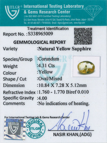 Yellow Sapphire - 4.31 Carat