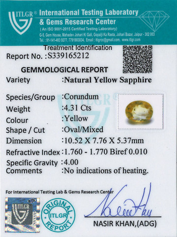 Yellow Sapphire - 4.31 Carat