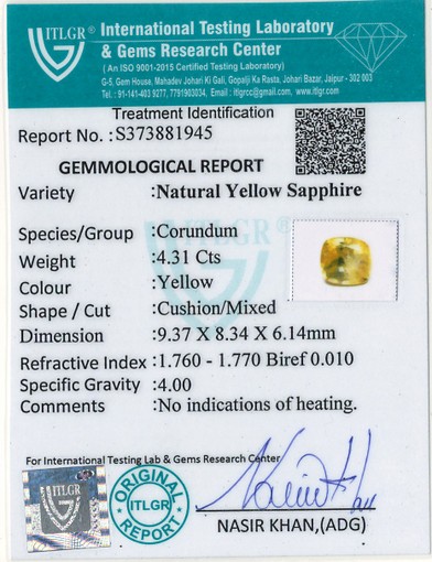Yellow Sapphire - 4.31 Carat