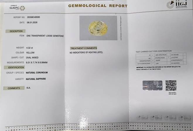 Yellow Sapphire - 4.32 Carat