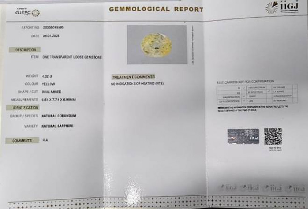 Yellow Sapphire - 4.32 Carat