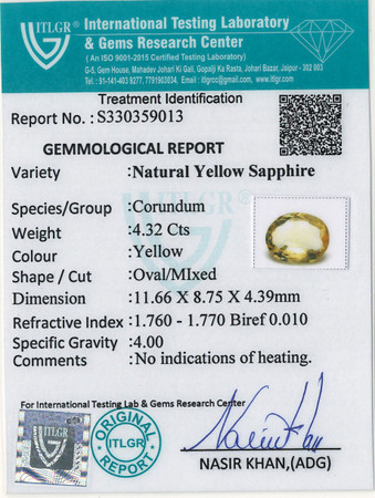 Yellow Sapphire - 4.32 Carat
