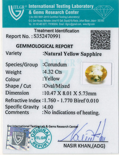 Yellow Sapphire - 4.32 Carat