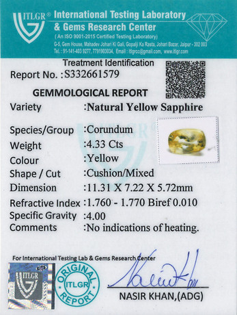 Yellow Sapphire - 4.33 Carat