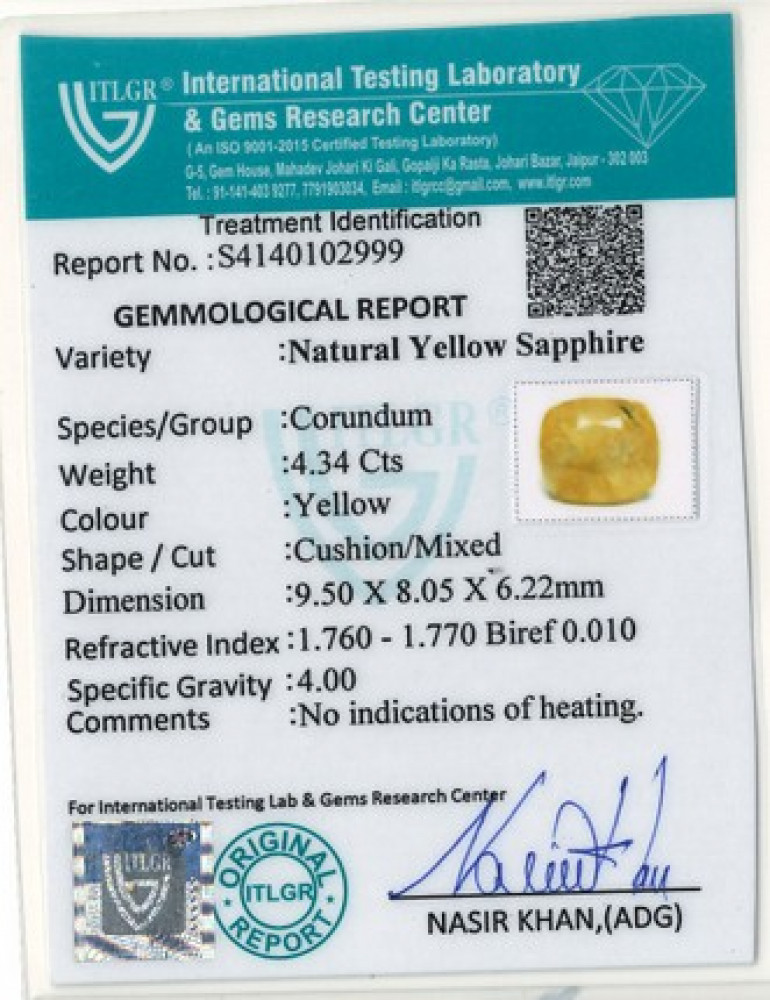 Yellow Sapphire - 4.34 Carat
