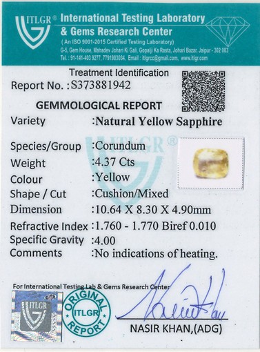 Yellow Sapphire - 4.37 Carat