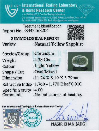 Yellow Sapphire - 4.38 Carat