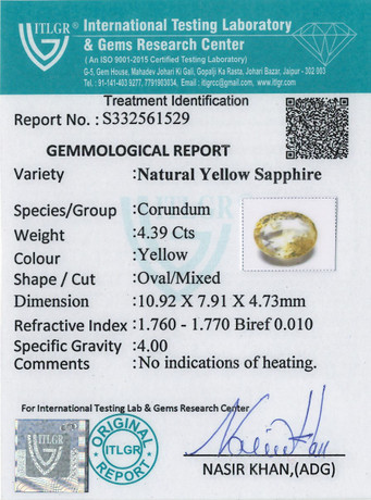 Yellow Sapphire - 4.39 Carat