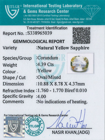 Yellow Sapphire - 4.39 Carat