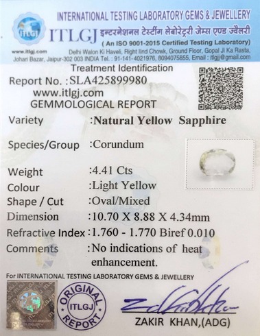 Yellow Sapphire - 4.41 Carat