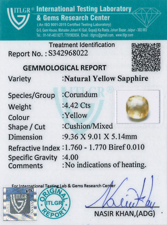 Yellow Sapphire - 4.42 Carat
