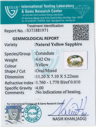 Yellow Sapphire - 4.42 Carat
