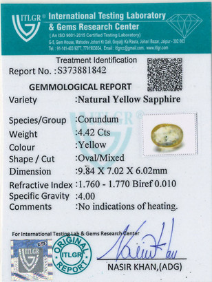 Yellow Sapphire - 4.42 Carat