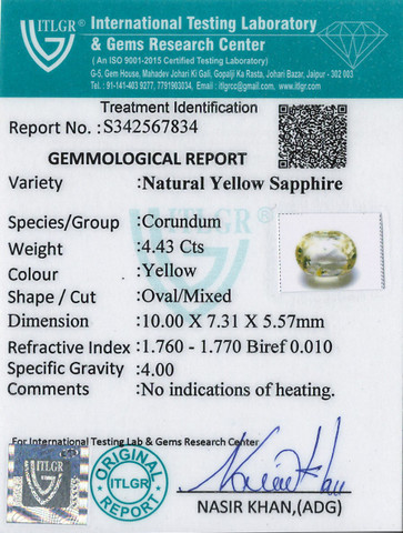 Yellow Sapphire - 4.43 Carat