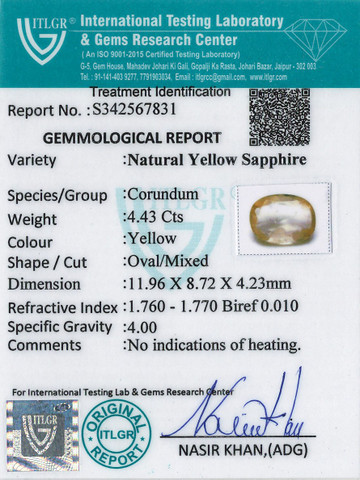 Yellow Sapphire - 4.43 Carat