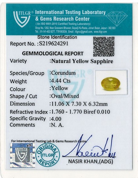 Yellow Sapphire - 4.44 Carat