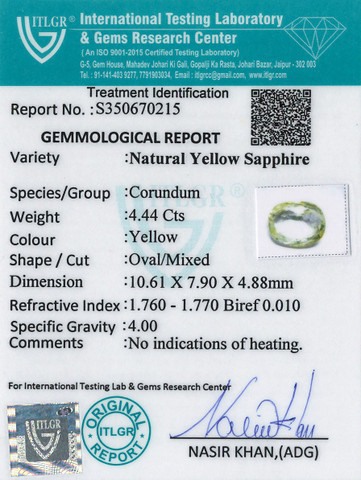 Yellow Sapphire - 4.44 Carat