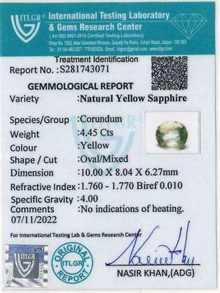 Yellow Sapphire - 4.45 Carat