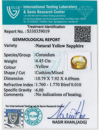 Yellow Sapphire - 4.45 Carat