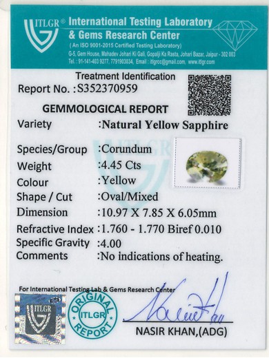 Yellow Sapphire - 4.45 Carat
