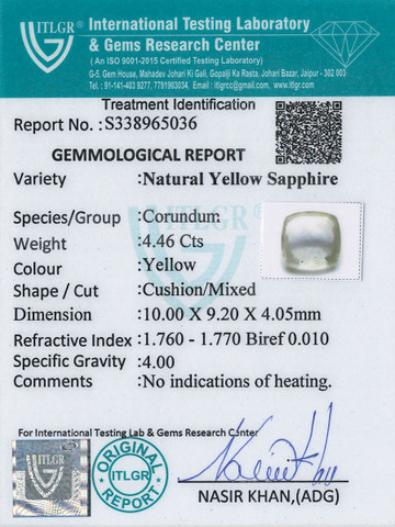 Yellow Sapphire - 4.46 Carat