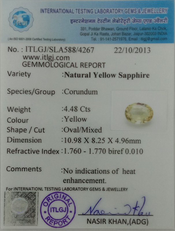 Yellow Sapphire - 4.48 Carat