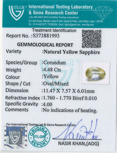 Yellow Sapphire - 4.48 Carat