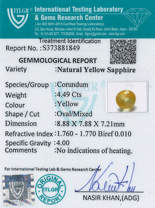 Yellow Sapphire - 4.49 Carat