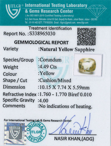 Yellow Sapphire - 4.49 Carat