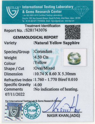 Yellow Sapphire - 4.5 Carat