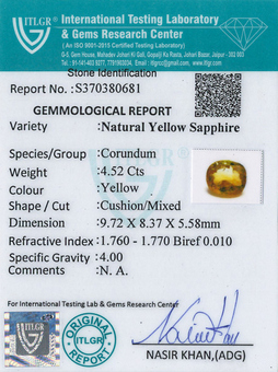 Yellow Sapphire - 4.52 Carat