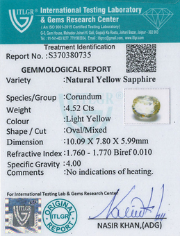 Yellow Sapphire - 4.52 Carat