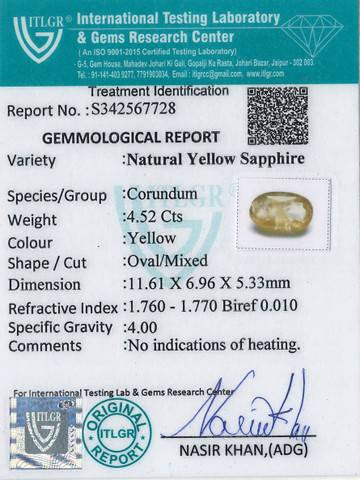 Yellow Sapphire - 4.52 Carat