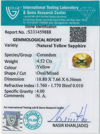 Yellow Sapphire - 4.52 Carat