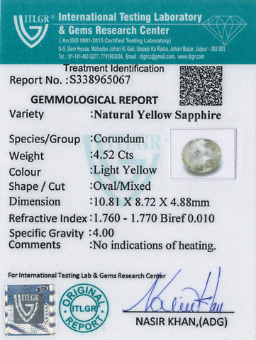 Yellow Sapphire - 4.52 Carat