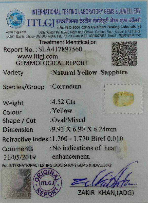 Yellow Sapphire - 4.52 Carat